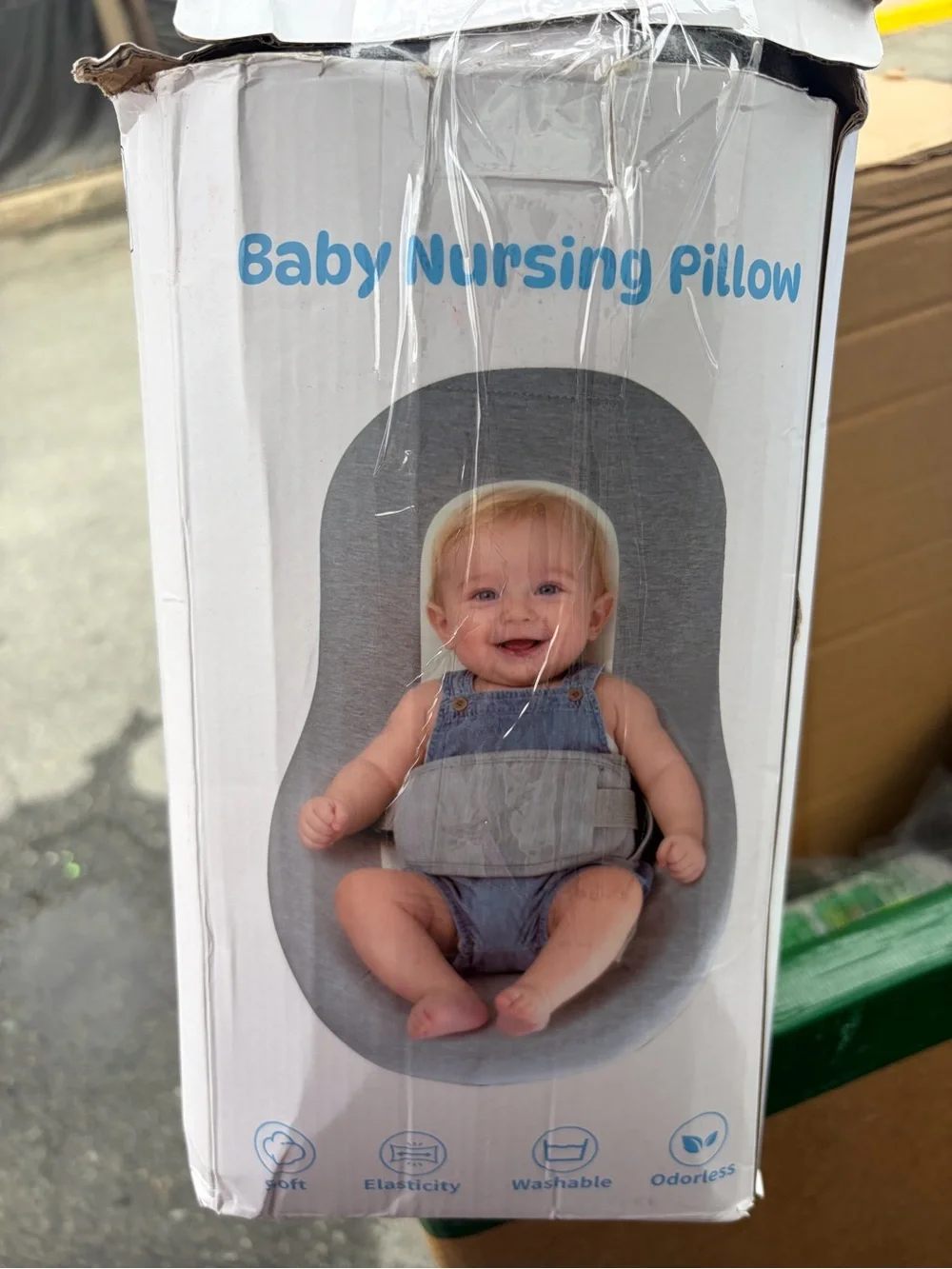 Baby👶🏻Nursing🤱🏻Pillow - Gray Infant👶🏻Lounger with Safety Strap
